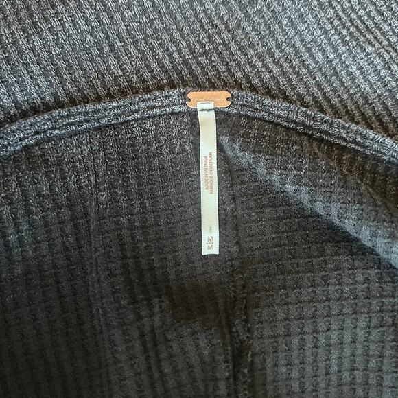 Free People Josie Thermal Dress Medium Black Waffle knit dress tunic - Picture 10 of 13